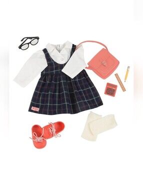 New!Our Generation Deluxe Outfit Perfect Score Dress Shirt Shoes Purse Y2K Girlh